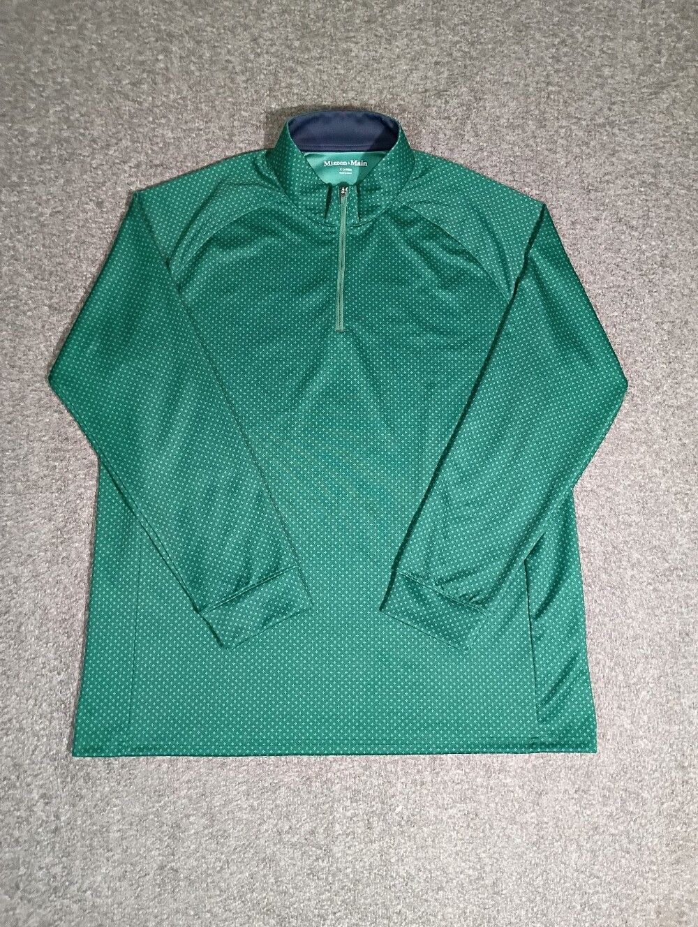 Mizzen+Main Mens Golf 1/4 Zip Green Pullover XL Stonebriar Country Club Stretch